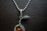 Pendentif Serpent en Argent 925 avec Ambre Cognac de la Mer Baltique