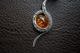 Pendentif Serpent en Argent 925 avec Ambre Cognac de la Mer Baltique