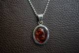 925 Silver Pendant with Baltic Sea Cognac Amber