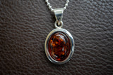 925 Silver Pendant with Baltic Sea Cognac Amber