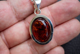 925 Silver Pendant with Baltic Sea Cognac Amber