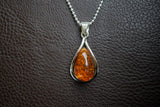 Pendentif en Argent 925 avec Ambre Cognac de la Mer Baltique