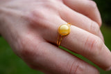 Bague avec ambre jaune