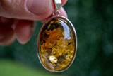 Pendentif en Argent 925 avec Ambre Vert de la Mer Baltique