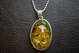 Pendentif en Argent 925 avec Ambre Vert de la Mer Baltique