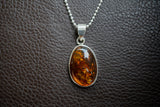 Pendentif en Argent 925 avec Ambre Cognac de la Mer Baltique