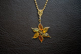 Pendentif en Argent 925 avec Ambre multicolore en Forme de Fleur