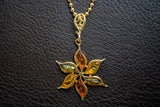 Pendentif en Argent 925 avec Ambre multicolore en Forme de Fleur