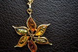 Pendentif en Argent 925 avec Ambre multicolore en Forme de Fleur