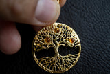 Pendentif Arbre de Vie en Argent 925 Vermeil et Ambre Cognac