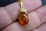 Pendentif en Vermeil avec Ambre Cognac de la Mer Baltique