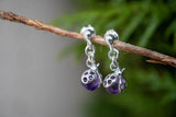 Boucles d'oreilles Coccinelle en Argent 925 et Améthyste (petit)