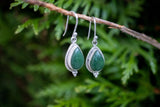 Boucles d’oreilles en argent 925 avec pierres de néphrite (jade) en forme de goutte