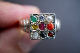 Bague Navaratna en Argent 925