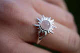 Bague Soleil en Quartz Rose – Élégance et Douceur