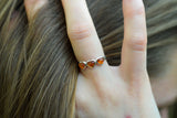 Bague avec ambres cognac en forme de coeur