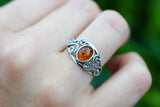 Bague filigrane d'ambre cognac