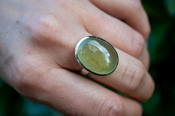 Bague avec préhnite en argent 925
