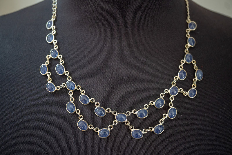 Collier en argent 925 avec tanzanites naturelles