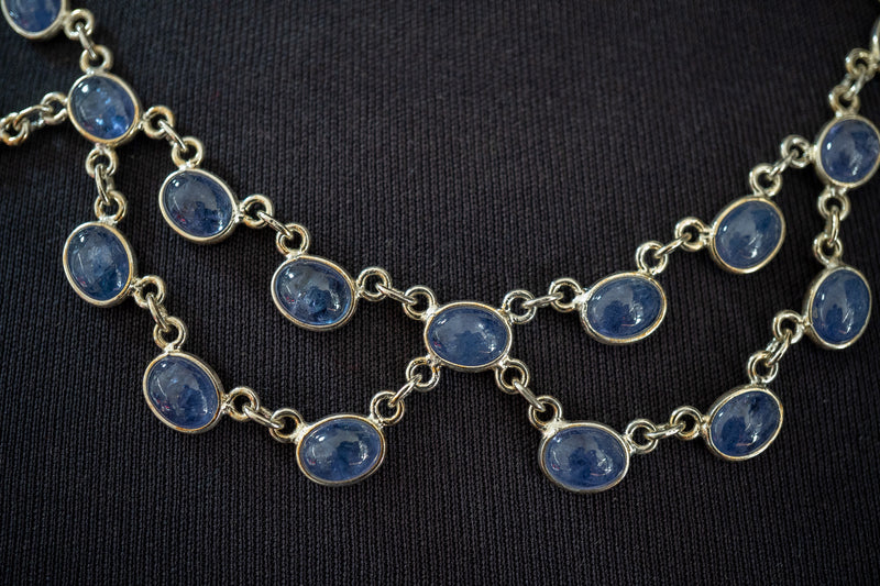 Collier en argent 925 avec tanzanites naturelles
