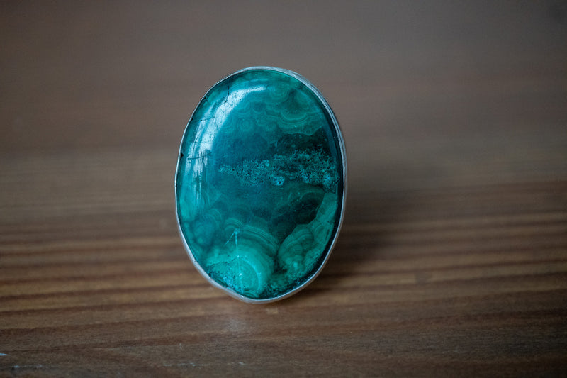Bague avec malachite naturelle
