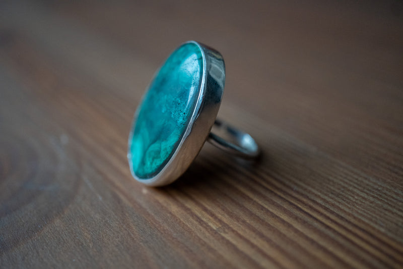 Bague avec malachite naturelle