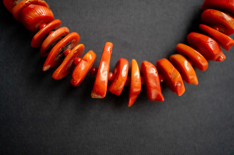 Collier en corail rouge naturel artisanal