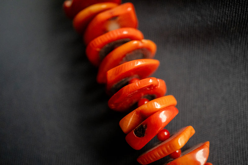 Collier en corail rouge naturel artisanal