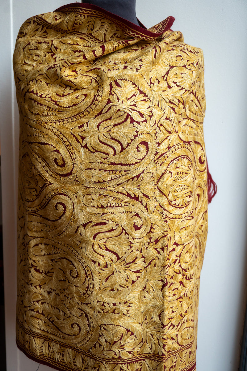 Embroidered Wool Shawl “Ari work” 