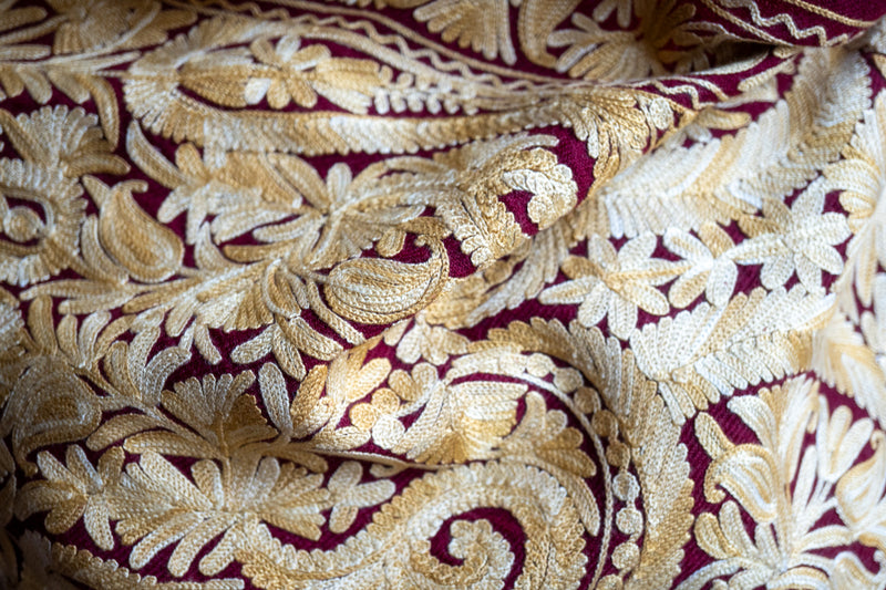 Embroidered Wool Shawl “Ari work” 