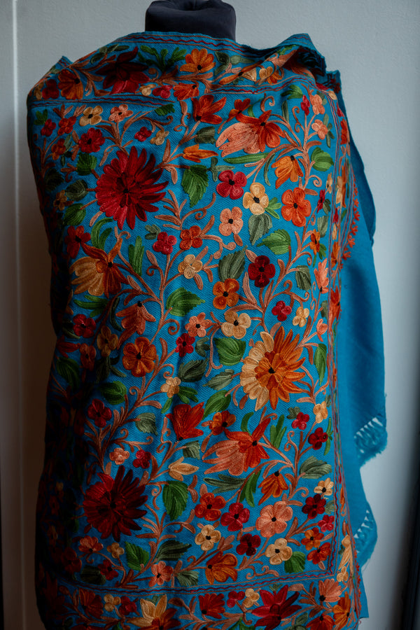 Embroidered Wool Shawl 