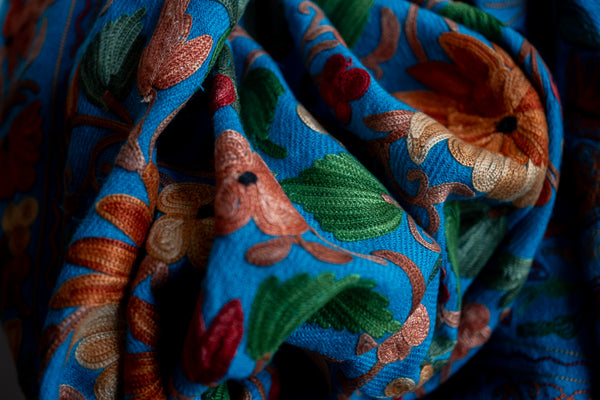 Embroidered Wool Shawl 