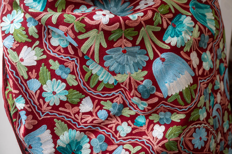 Embroidered Wool Shawl “Ari work” 