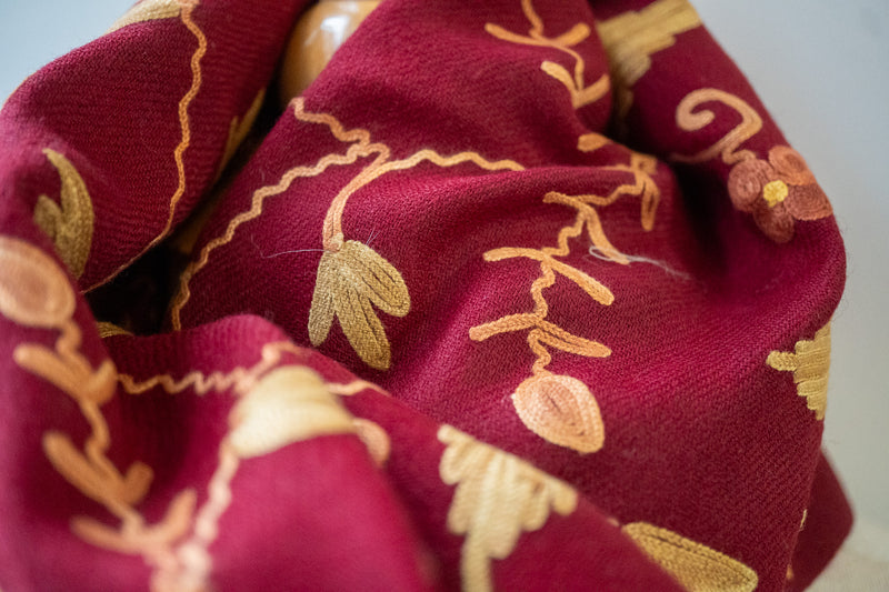 Embroidered Wool Shawl “Ari work” 