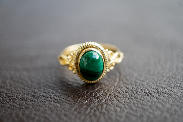 Bague avec malachite (Vermeil)