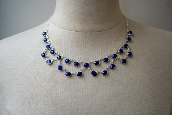 Collier en saphirs naturels facettés sur argent 925