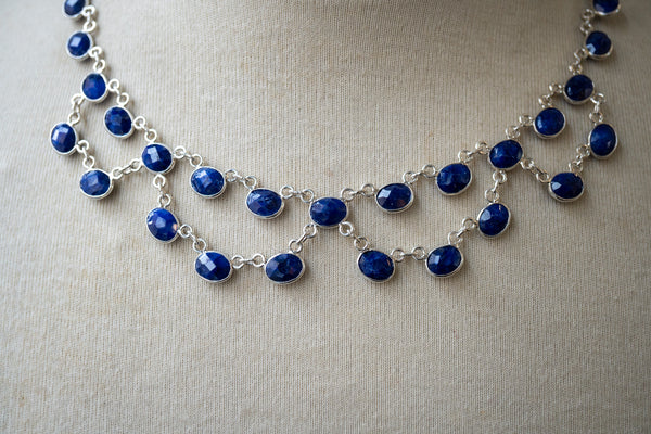 Collier en saphirs naturels facettés sur argent 925