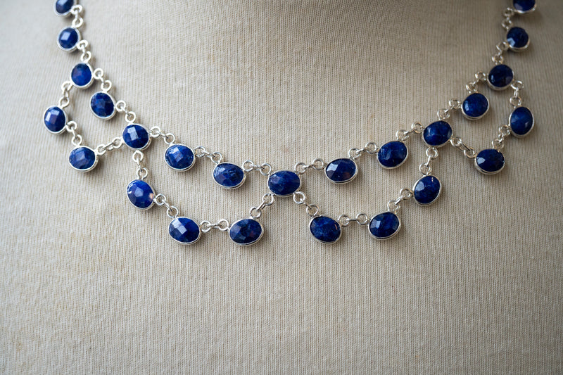 Collier en saphirs naturels facettés sur argent 925