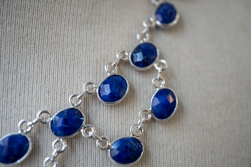 Collier en saphirs naturels facettés sur argent 925