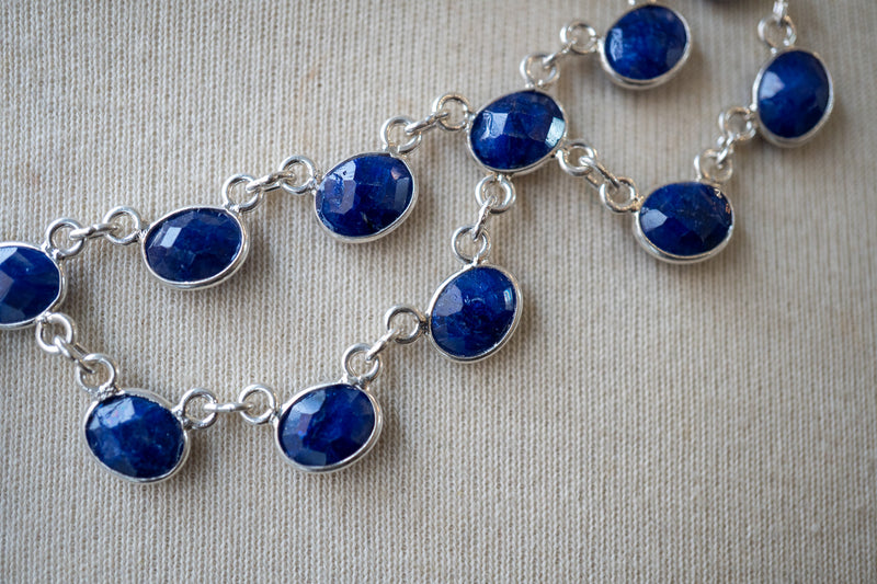 Collier en saphirs naturels facettés sur argent 925