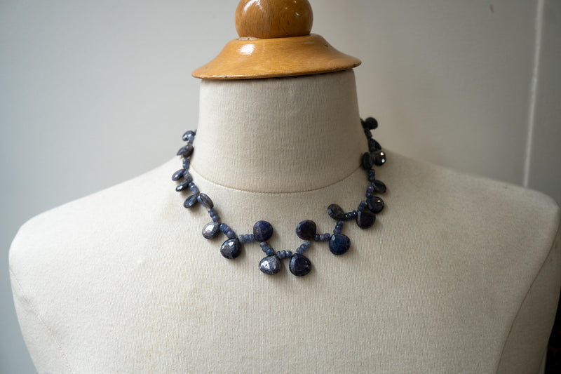 Collier en saphir naturel et argent 925