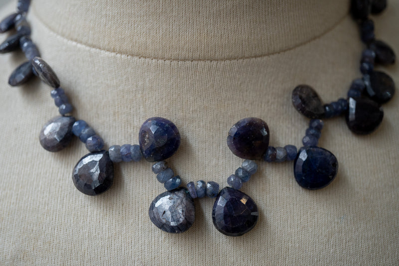 Collier en saphir naturel et argent 925