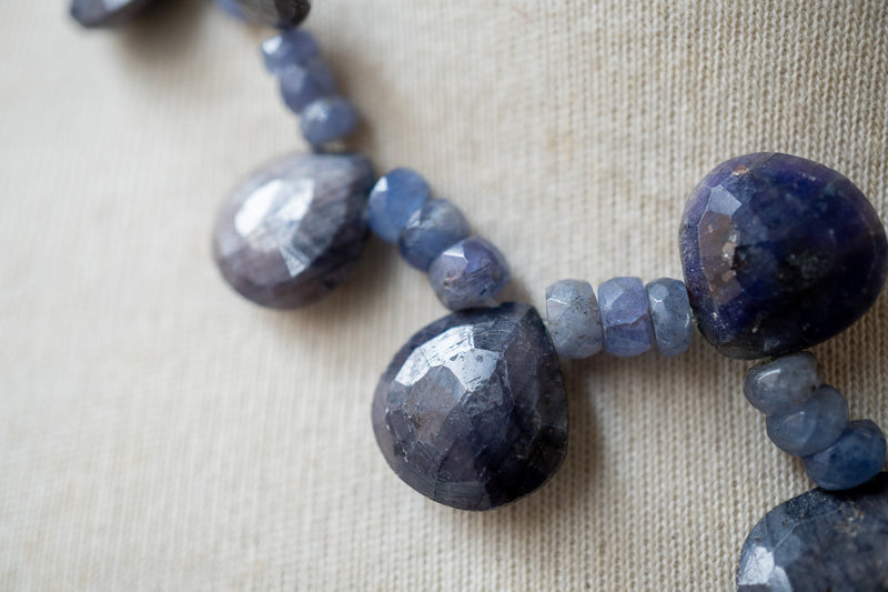 Collier en saphir naturel et argent 925