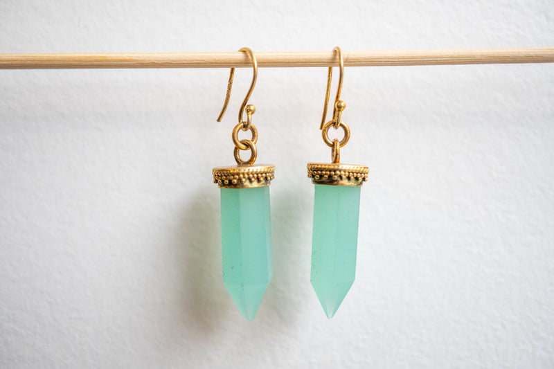 Boucles d'oreilles en agate et argent 925 plaqué or