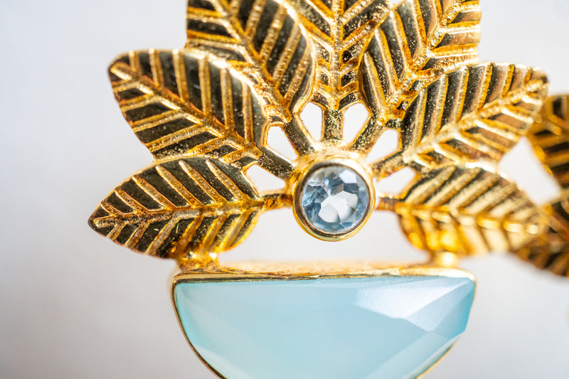 Boucles d’oreilles vermeil or & agate céladon