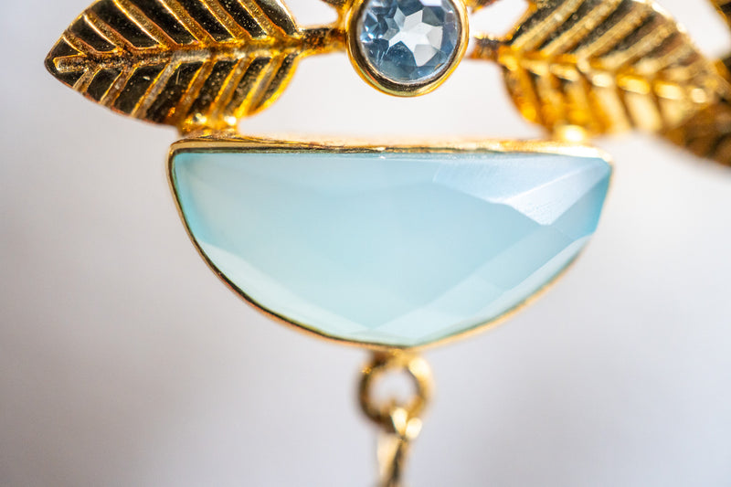 Boucles d’oreilles vermeil or & agate céladon