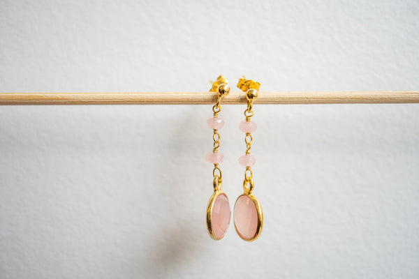 Boucles d'oreilles en agates et argent 925 plaqué or