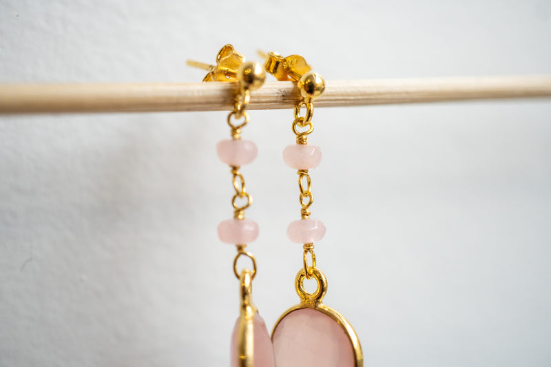Agate and 925 sterling silver gold-plated earrings
