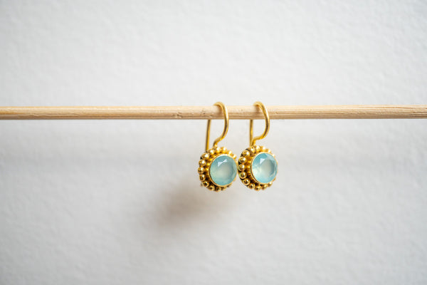 Boucles d'oreilles en agates et argent 925 plaqué or