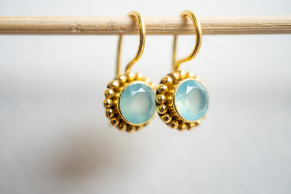 Boucles d'oreilles en agates et argent 925 plaqué or